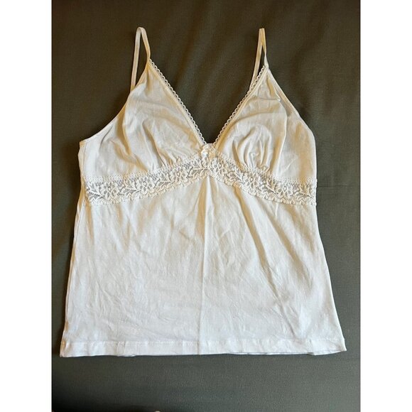 Tops - Plain White Lace Trim Cami Top